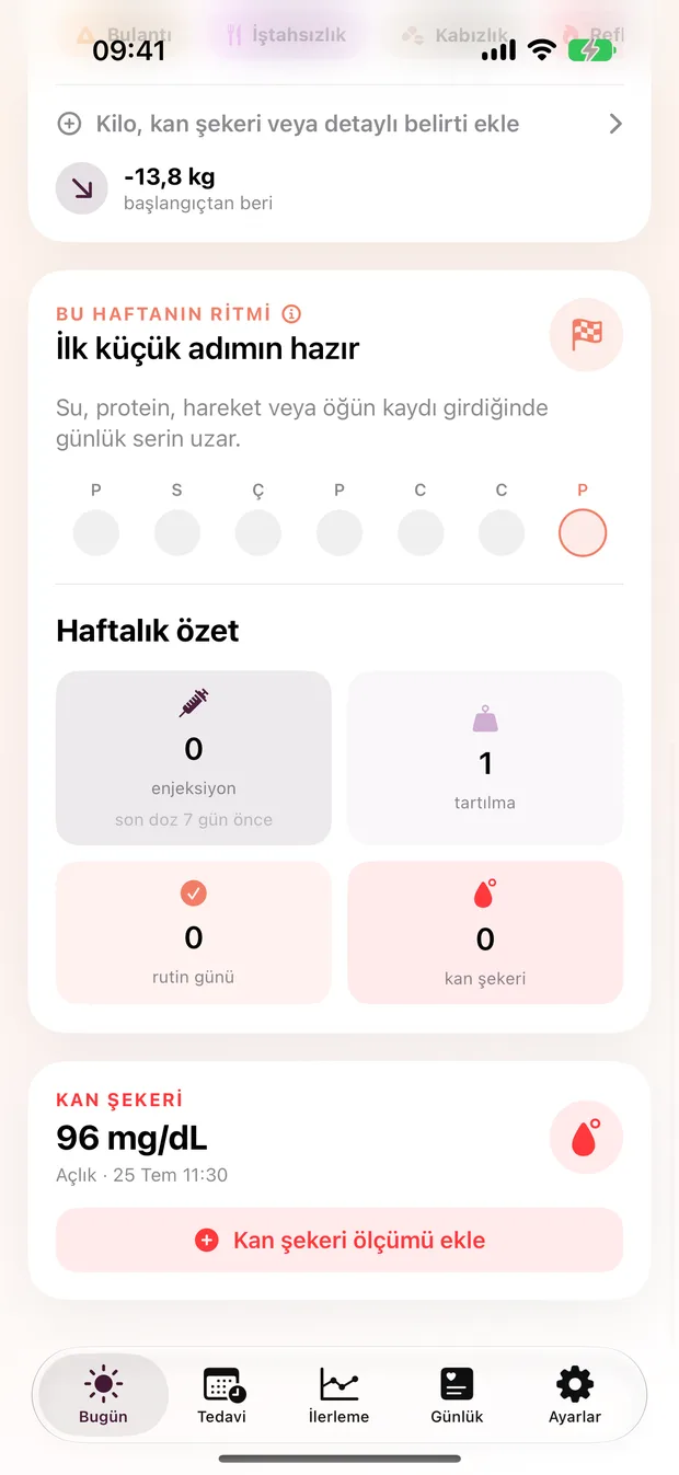 Su, protein ve hareket için günlük mini takip